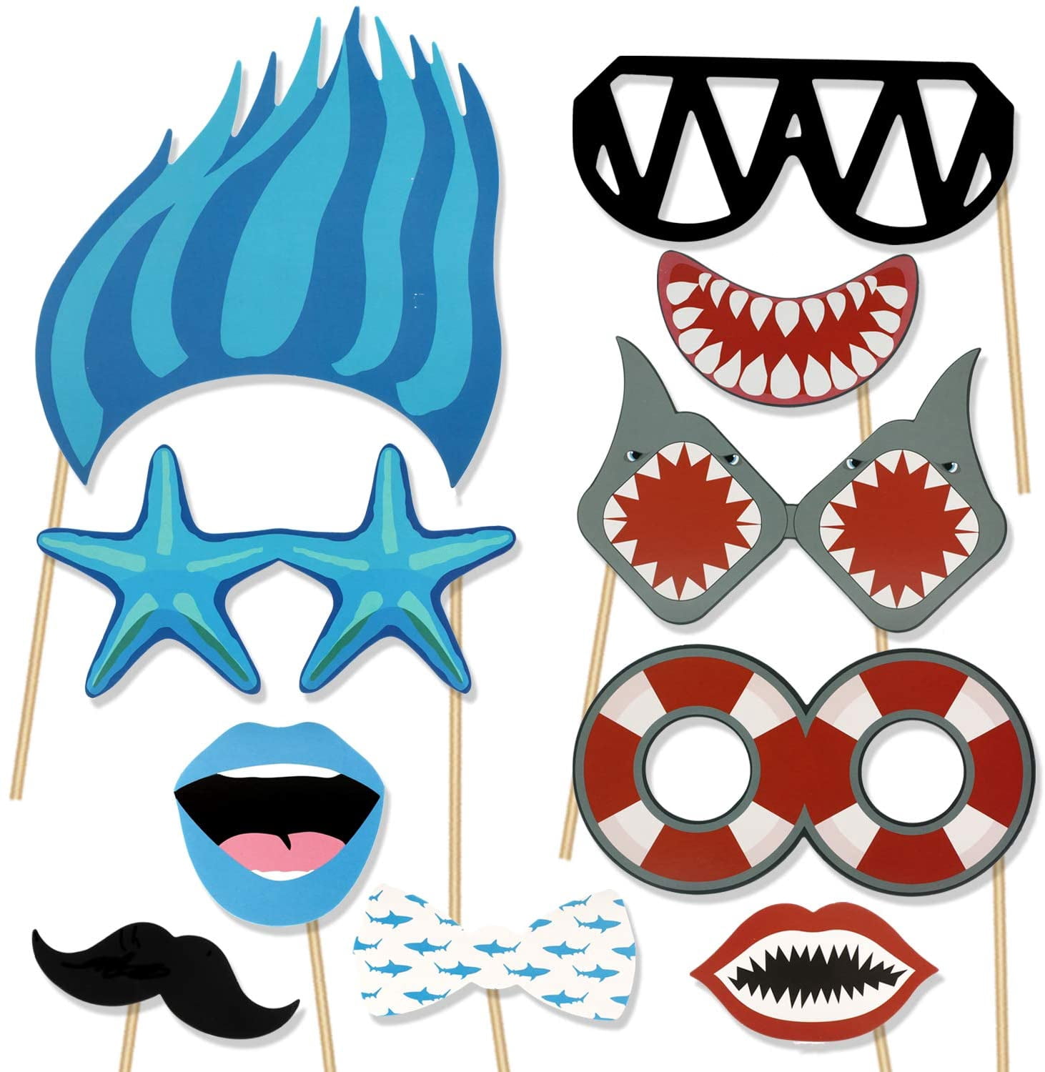 PlayWorld PartyPavillion Photo Booth Props Shark Party - Blue