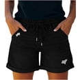 thumbnail image 5 of Womens Jean Shorts Stretchy High Waisted Ripped Denim Shorts with Pockets Trendy Distressed Cut Off Shorts by Yigetop Black L, 5 of 7