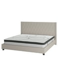 thumbnail image 2 of Flash Furniture Riverdale King Size Tufted Upholstered Platform Bed in Beige Fabric with 10 Inch CertiPUR-US Certified Pocket Spring Mattress, 2 of 10