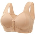 thumbnail image 2 of Aboser Front Closure Wireless Bras for Women Breathable Seamless Everyday Bra Comfort Soft Smooth Back Bras Full Coverage Daisy Bras for Older Women Beige 36, 2 of 3