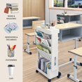 thumbnail image 7 of White Mobile 5-Tier Bookcase Cart - Rolling File Paper Storage Organizer for Home Office Study Classroom, 7 of 7
