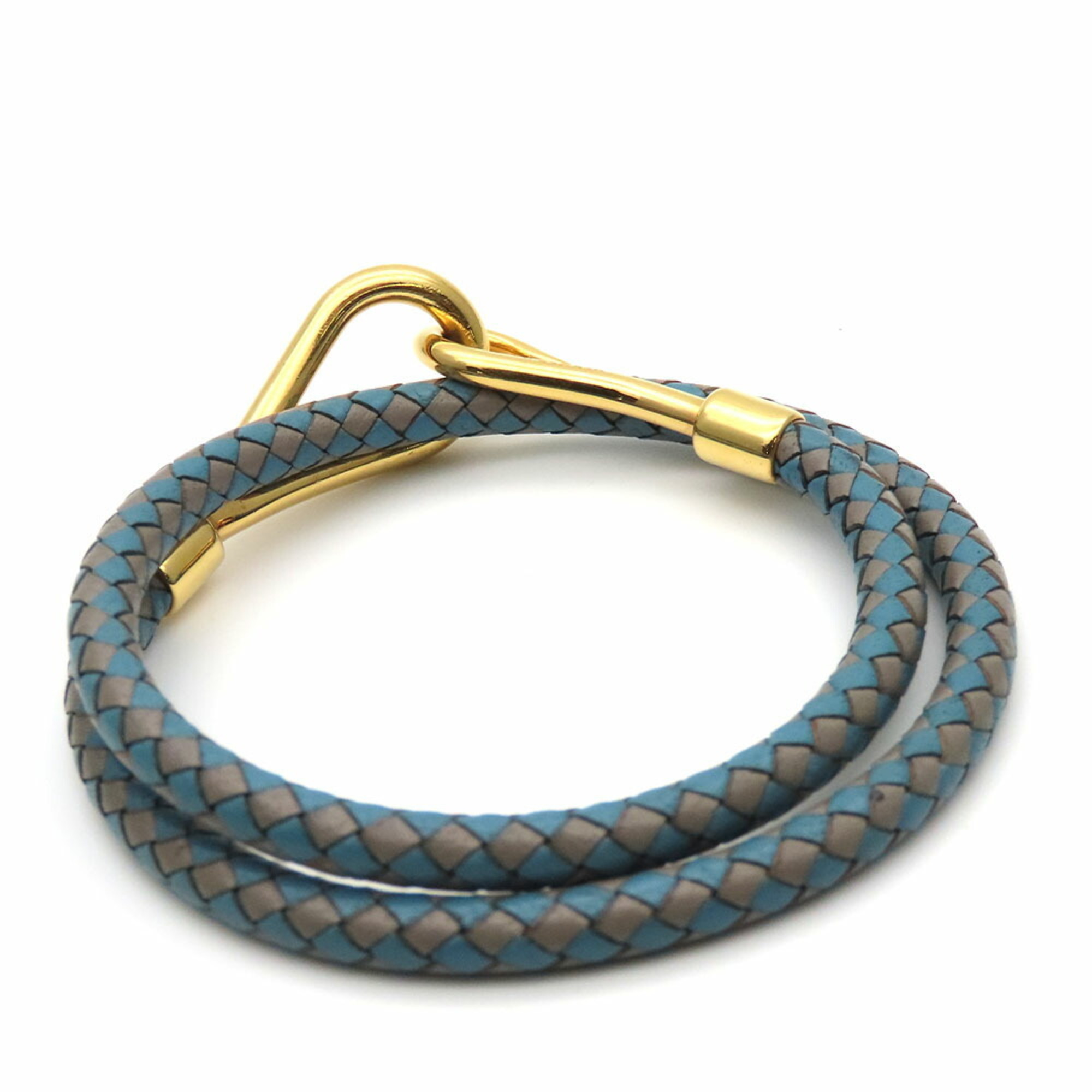 Pre-Owned Hermes Bracelet Jumbo Metal Leather Blue Grey  display picture 1