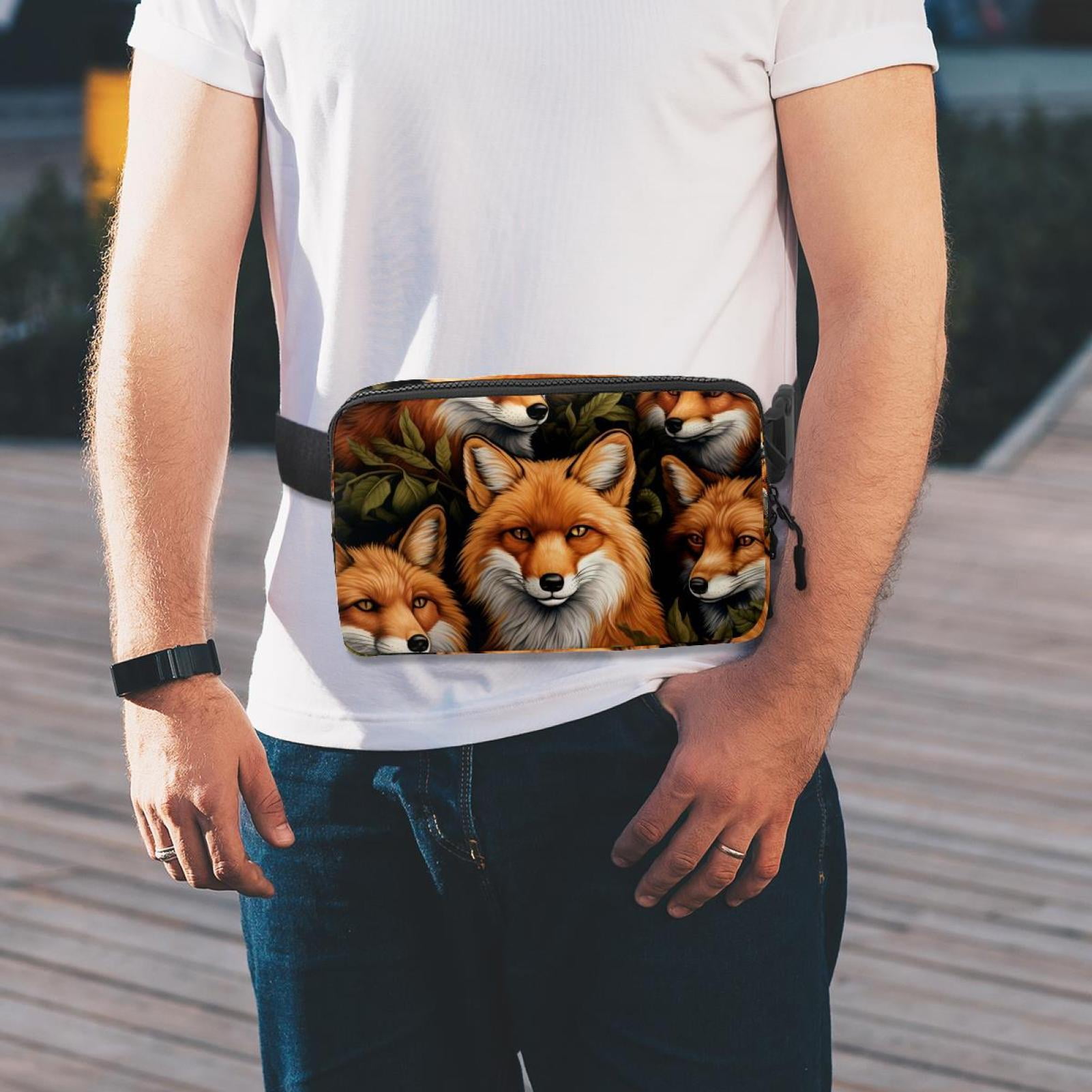 Fox Running Belt Fanny Packs Waist Packs with Extension Strap Unisex Lightweight Adjustable