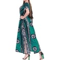 thumbnail image 2 of HAPPY BAY Women's Summer Batik Sleepwear Caftan Relaxed Fit V Neck Maxi Loungewear Dashiki House Dress Nightgowns for Women 3X-4X Sea Green, Floral, 2 of 3