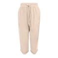 thumbnail image 5 of VV AVEORS Cropped Linen Pants Women Baggy Drawstring High Waisted Below Knee Length Capri Pants Summer Casual Y2K Boho Beach Capris Beige XL, 5 of 6