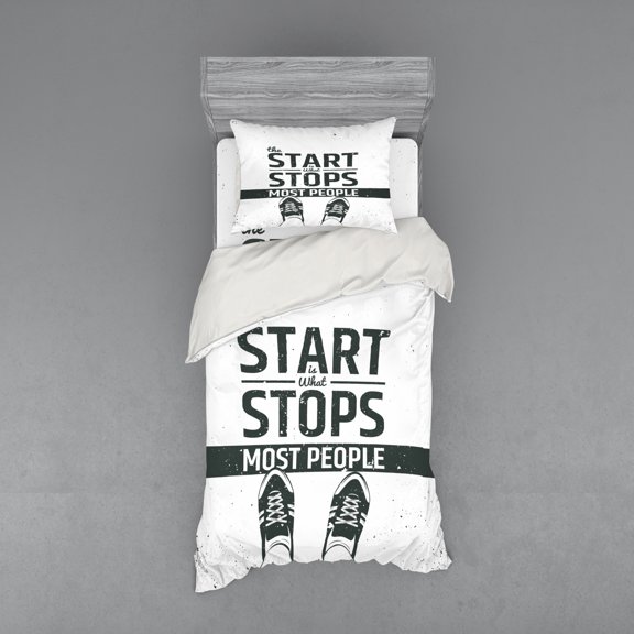 Ambesonne Saying Bedding Set 3 Pcs, Writing, Twin, Coconut Black