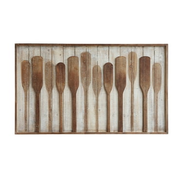 Creative Co-Op Wood Framed Wall Décor with Raised Paddles, Brown