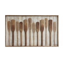 Creative Co-Op Wood Framed Wall Décor with Raised Paddles, Brown