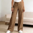 thumbnail image 6 of Womens Work Pants Womens Pants Casual Ndbuld Women's Wide Leg Dress Pants High Waisted Business Casual Work Trousers With Pockets Loose Straight Leg Office Pants For Women Coffee,XXL, 6 of 9