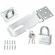 thumbnail image 1 of Kit de cerrojo para candado de puerta, cerrojo para candado de acero inoxidable de 4 pulgadas y cerrojo para candado de grapas, 1 candado para puerta con 3 llaves, con 7 tornillos, cerrojo, 1 of 5