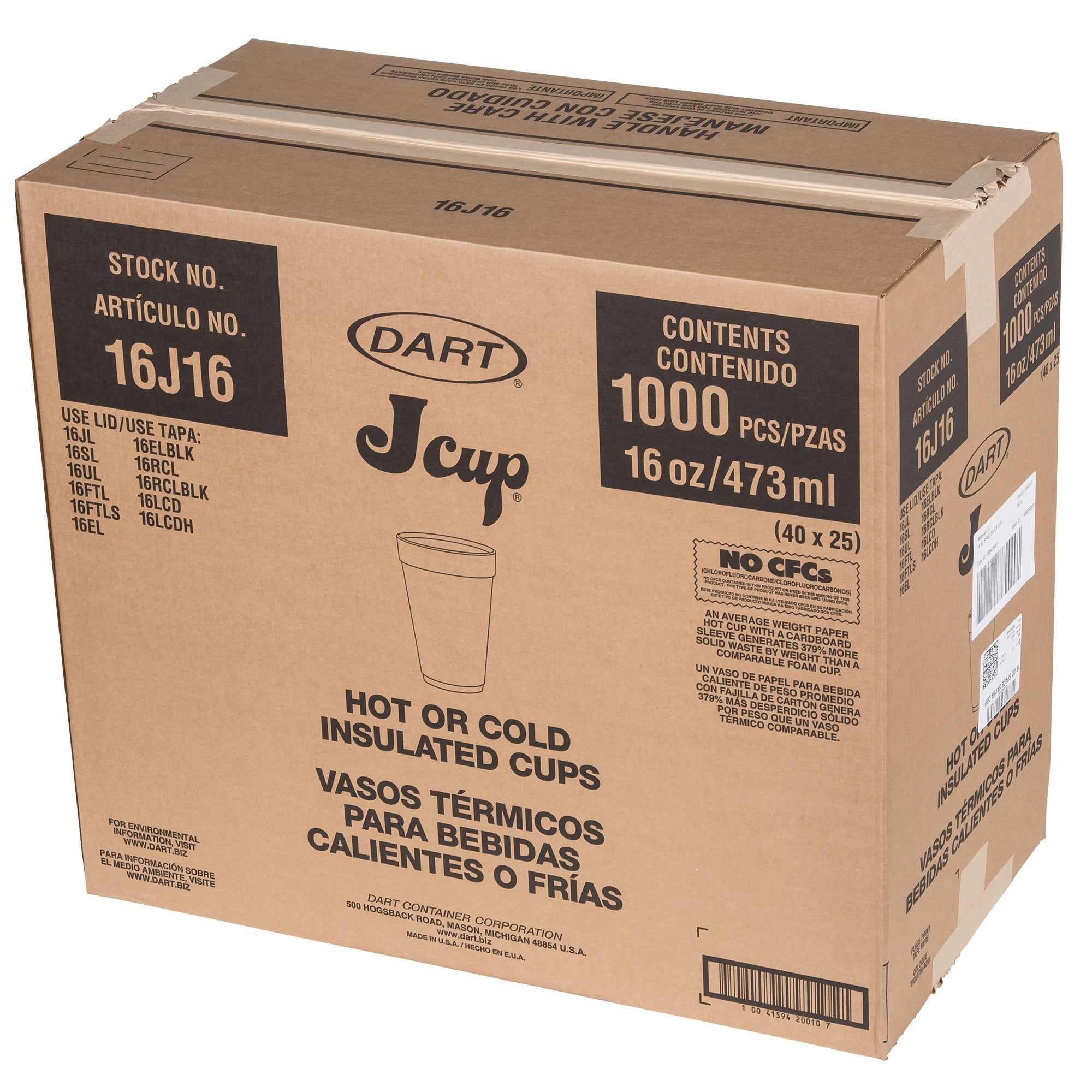 Dart 16J16C 16 oz. Coke® Foam Cup - 1000/Case
