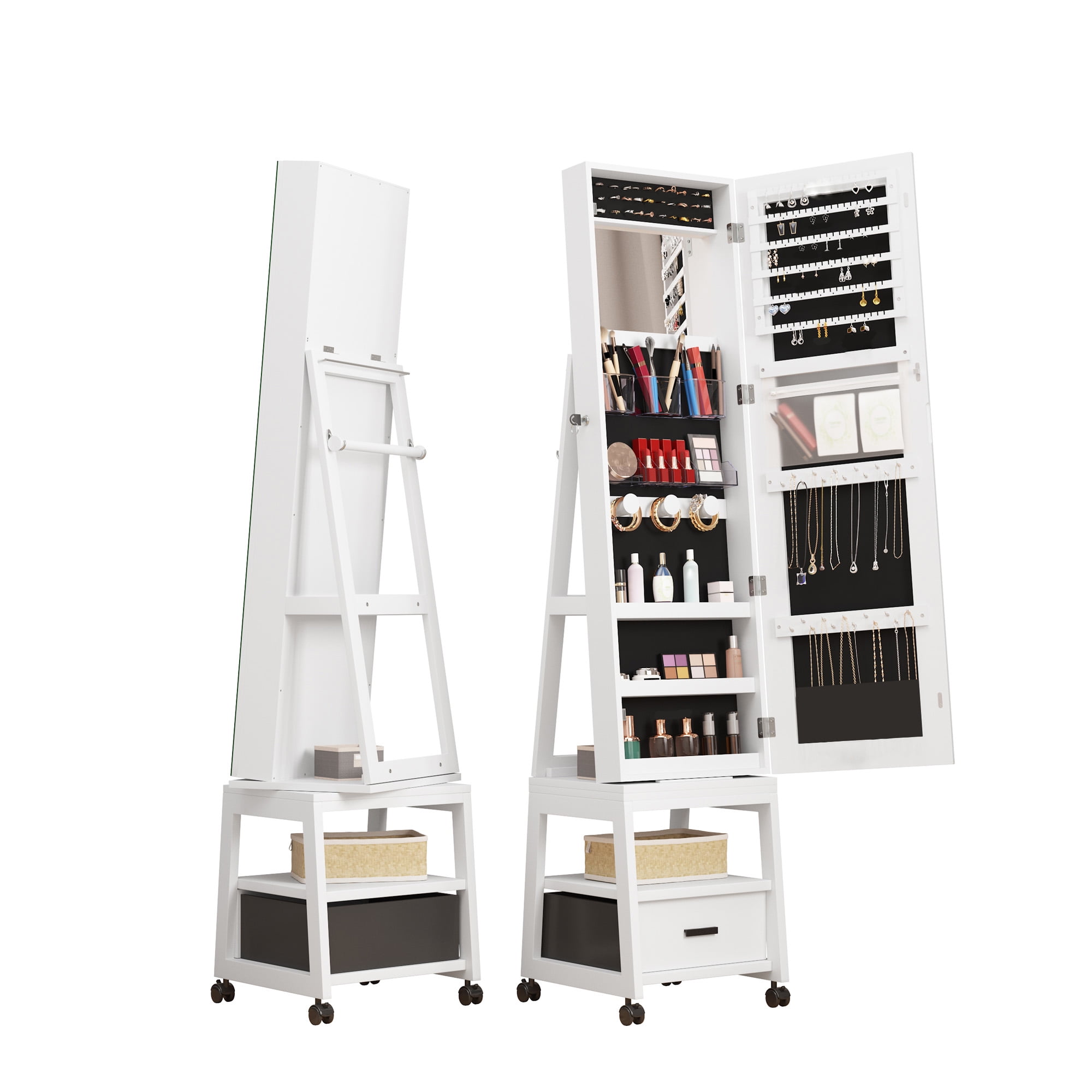 360°Swivel Jewelry Standing Jewelry Armoire with