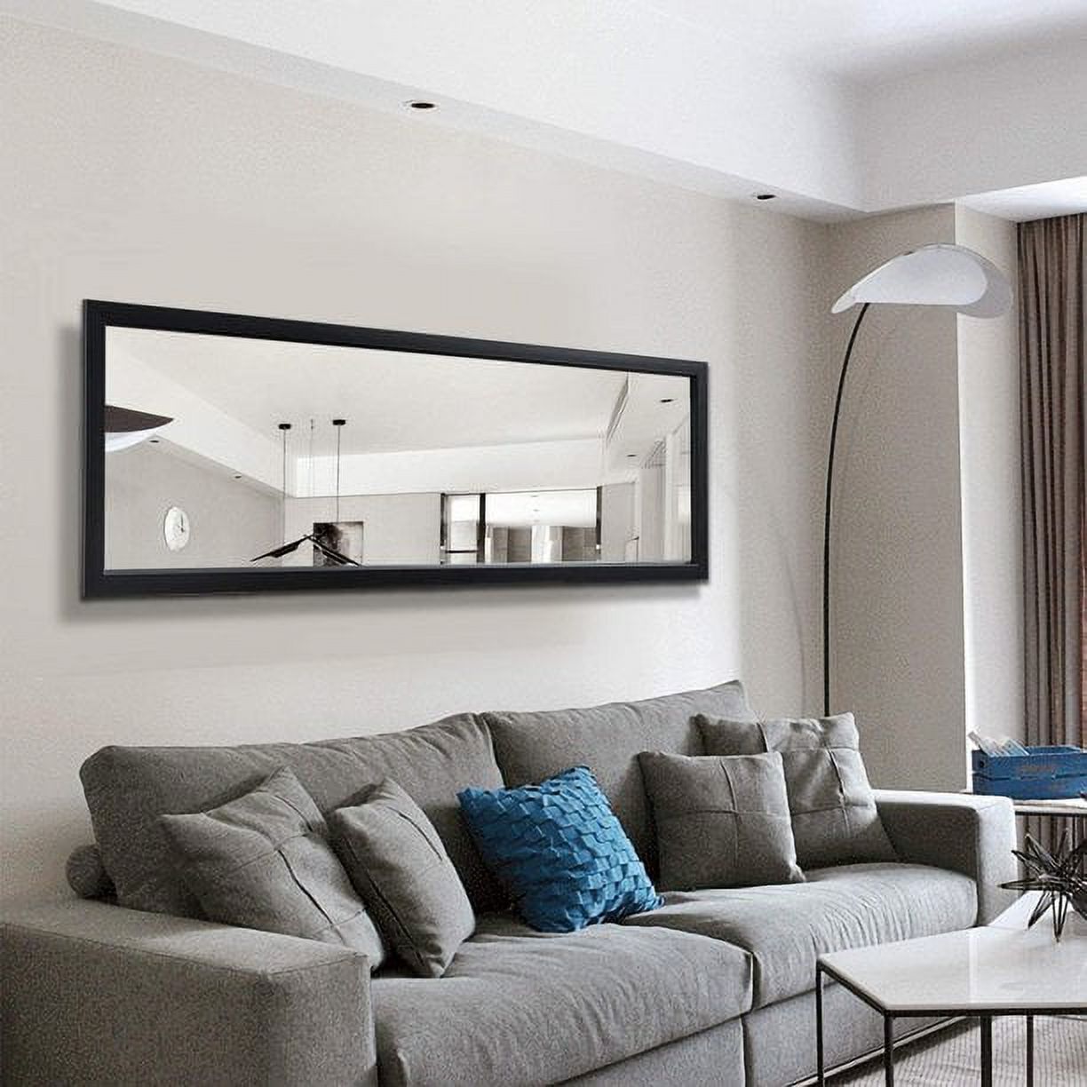 Full Length Door Mirror 55" x 12" Rectangle Wall Mirror Hanging or Leaning Against Wall for Bedroom Black (No Stand)