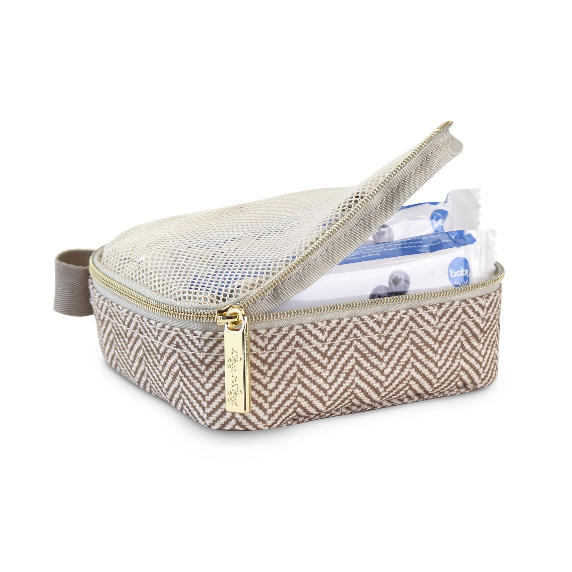 Itzy Ritzy Packing Cubes - Set of 3 Packing Cubes or Travel Organizers; Each Cube Features a Mesh Top, Double Zippers and a Fabric Handle; Taupe
