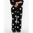 thumbnail image 4 of Pantalones de mujer para el Día de San Valentín, con estampado romántico de corazones, cintura elástica con cordón ajustable, pernera ancha y corte holgado, estilo casual para uso diario., 4 of 7
