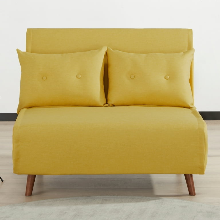 A D Home Haru 40 Convertible Futon Chair Linen Yellow Walmart