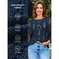 thumbnail image 6 of DOKOTOO Women's Crochet Tops Summer 3/4 Sleeve Crew Neck Hollow Out Bathing Suit Cover Up for Women, 6 of 8