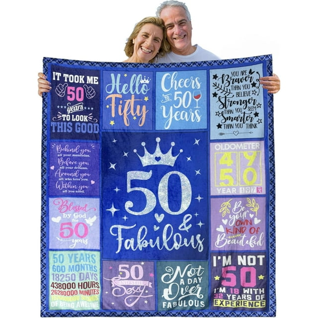 LHSHID 50th Birthday Gifts for Women Funny Blanket Womens 50th Birthday Gifts Ideas Birthday Gifts for Women 50th Birthday Decorations Women Unique 50th Birthday Blanket 50"x60"