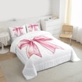 thumbnail image 3 of Homewish Girls Pink Ribbon Bow Knot 2pcs Bedding Comforter Set,Dreamy Princess Twin Comforter Sets,Kawaii Cute Cartoon Bow Breathable Bedding Set,Super Cozy Room Decor, 3 of 8