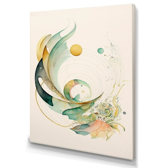 Designart Green Abstract Swirl Canvas Wall Art