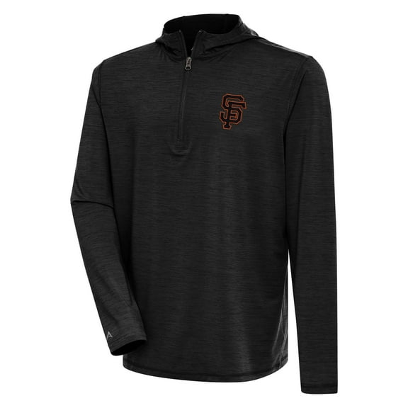 Men's Antigua  Heather Black San Francisco Giants Tidy Quarter-Zip Hoodie