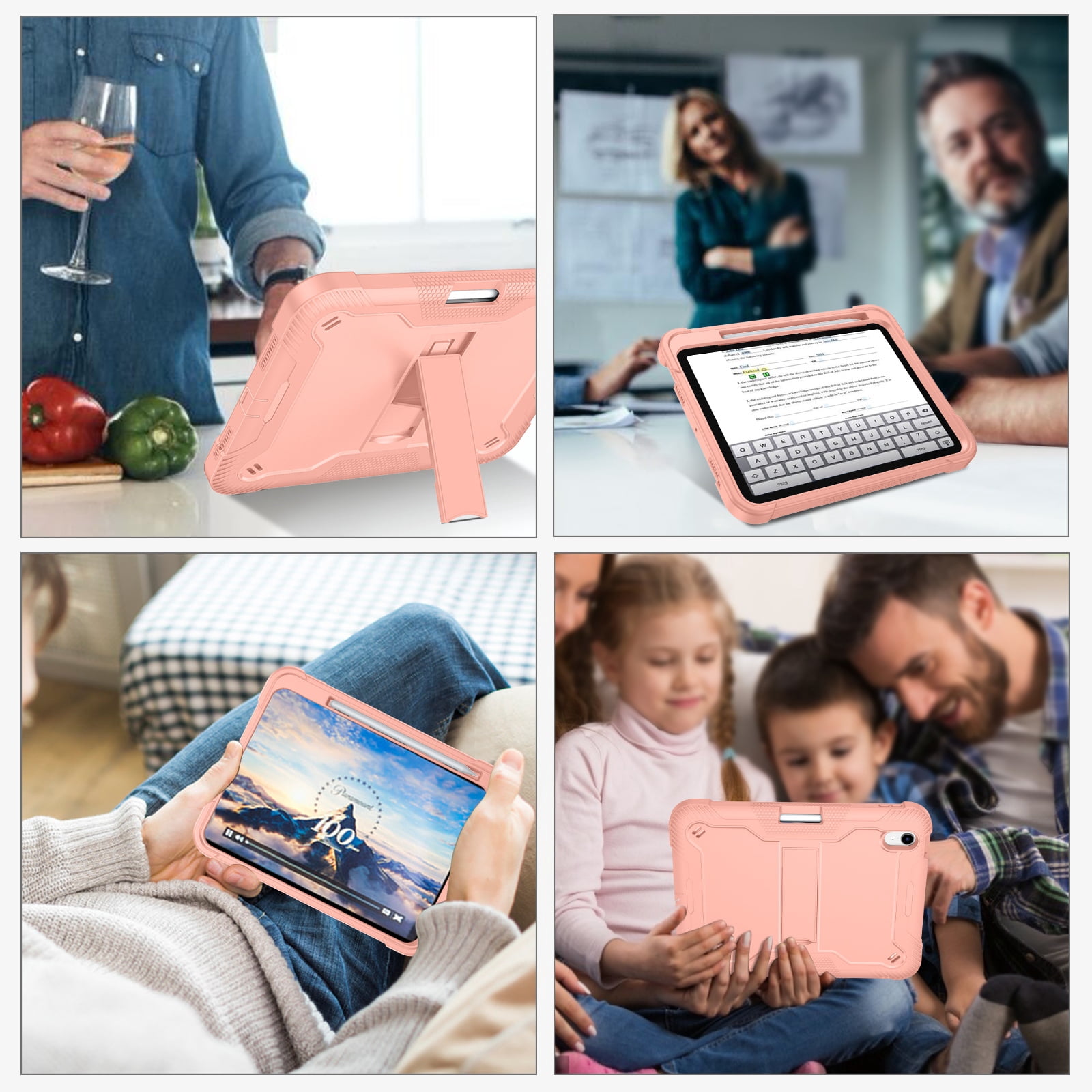 GAOBAO for iPad 11th Generation 11 Inch (2025) Case with Kickstand Pencil Holder, 3 in 1 Heavy Duty Shockproof Protective Tablet Cover, Pink