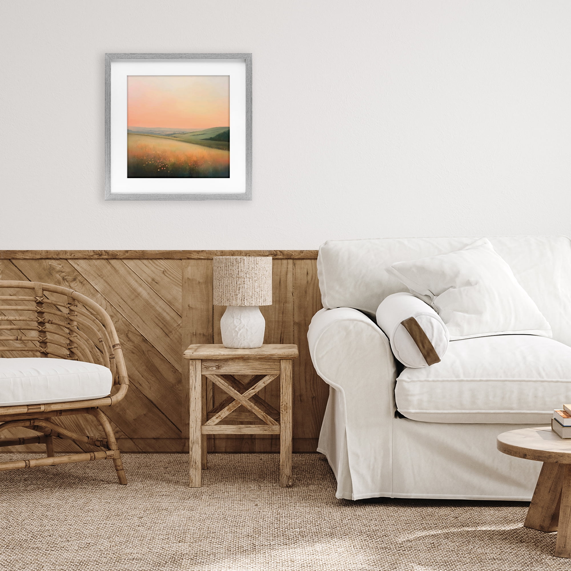 Stupell Industries Sun Coming Up Over Meadow Gray Framed Print Under Glass, design by Creative Studio