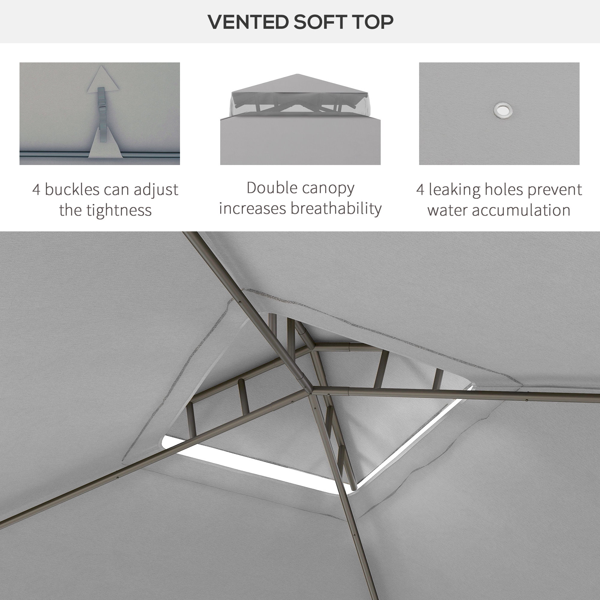 Outsunny 9.6' x 11.6' Patio Gazebo, Steel Frame, Polyester Roof, Outdoor Canopy Shelter, Gray