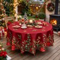 thumbnail image 6 of Christmas Round Tablecloth,Festive Xmas Table Cover,Decorative Round Cloth for Holiday Dining Party Kitchen Home Decor,59.8"(F), 6 of 6