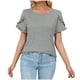 thumbnail image 1 of Blusas de Algodón para las Mujeres Impresas Cuello Redondo 3/4 Manga Casual Camiseta, Ligero Top de Algodón de Imitación para el Hogar, Diario Y Cuatro Estaciones de Uso, 1 of 4