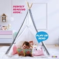 thumbnail image 3 of Play22USA Teepee Tent For Kids With Mat, Kids Teepee Play Tent, Natural Cotton Canvas Teepee With Wood Poles And Carry Case, Kids Foldable Play Tents For Girls Boys, Indoor Outdoor Kids Playhouse Tent, 3 of 10