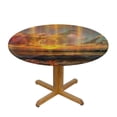 thumbnail image 3 of Orinice Sunset Waves Hologram Round Table Cover Stain Resistant Washable Indoor Outdoor Tablecloth Kitchen Dining Wedding Parties 100% Polyester Fiber 42-46, 3 of 8