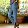 thumbnail image 4 of Sexlip Womens Straight Leg Pants Summer elastic waist tapered leg lightweight fabric breathable wrinkle resistant for Casual Sports wear Blue S, 4 of 8