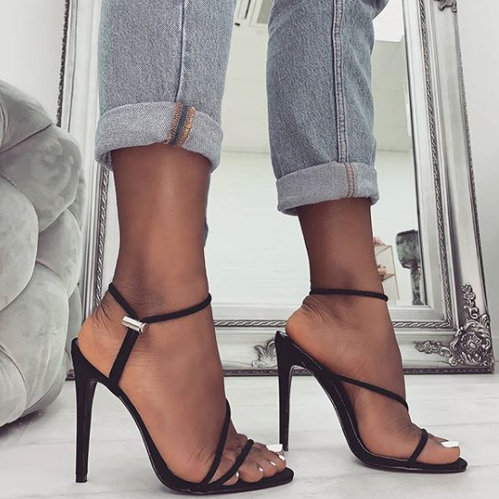 Amazon.com: VQLTZQU High Heels Sandals for Women Dressy Summer Round Toe  Heels Rhinestone Sandals High Heels Ankle Strap Heeled Pumps : Clothing,  Shoes & Jewelry