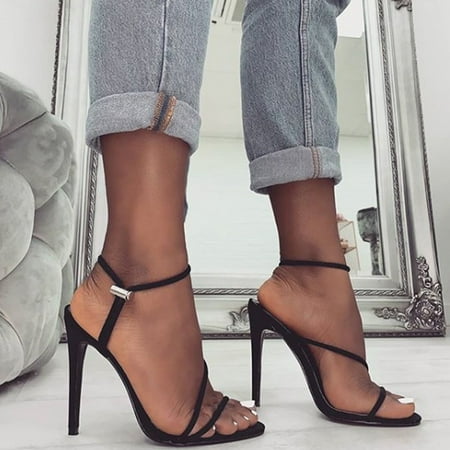 

HIBRO Women s Fashion Candy Color Pointed Toe Thin High Heel Sandals Shoes