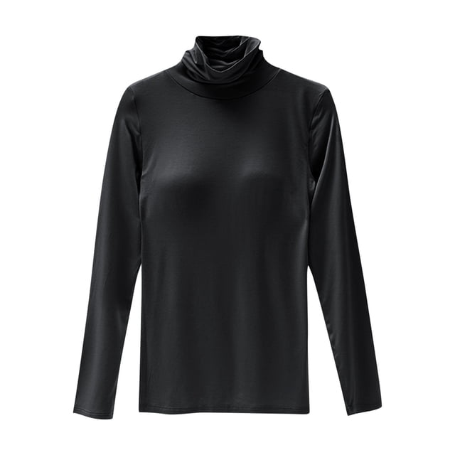 WRKEKC Chandails à Manches Longues pour Femmes Col Roulé Coton avec Coussinets Intégrés Couleur Unie Haut à Manches Longues pour Femmes Décontracté Confortable Chandail de Soutien