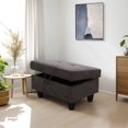 thumbnail image 2 of Dark Brown Fluffy Fabric Storage Ottoman for Living Room Sofa, 2 of 7