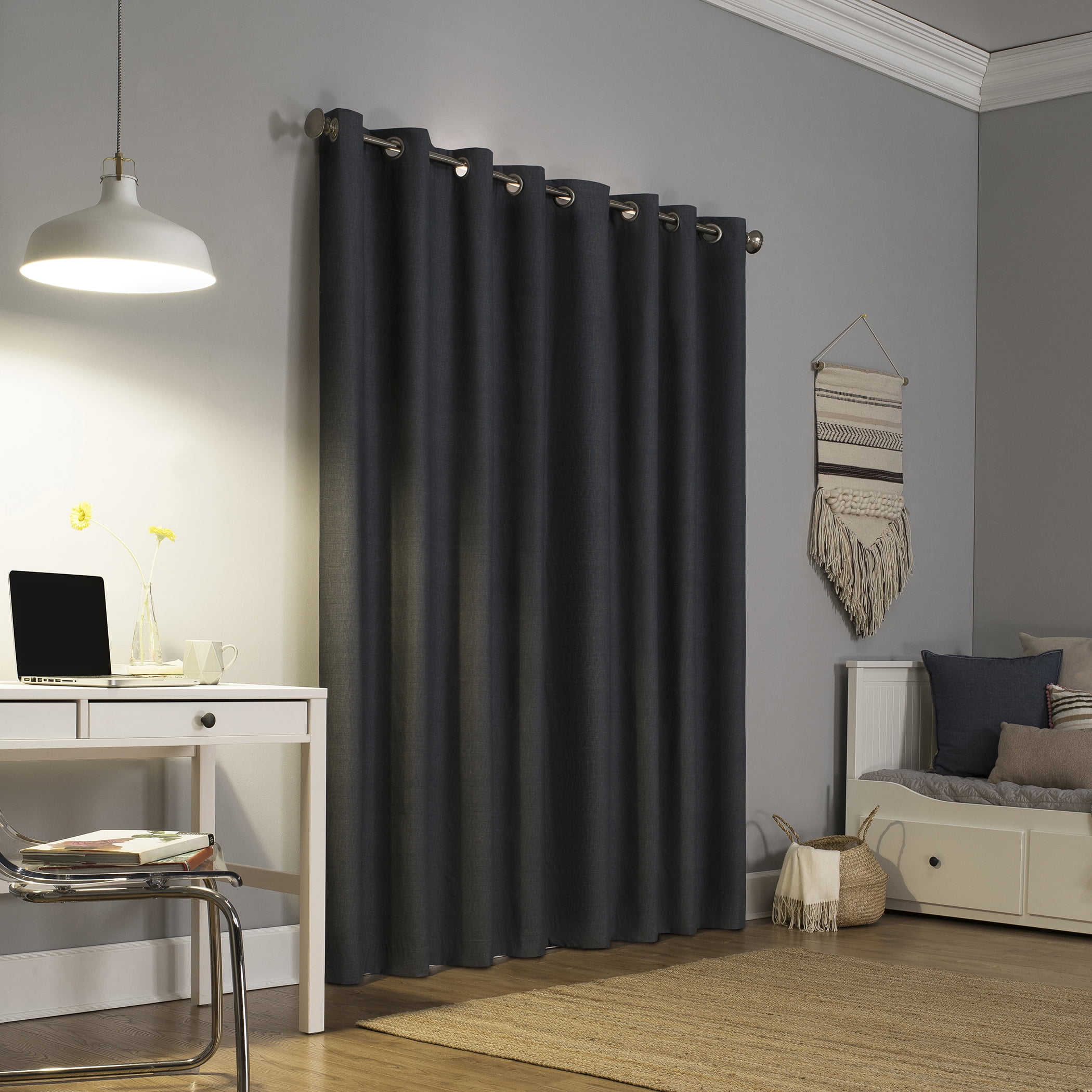Sun Zero Duran Thermal Insulated 100% Blackout Grommet Curtain Panel, 50"X95", Charcoal (Single Panel)