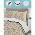 thumbnail image 3 of Quilt King Size Bedding Set, Japanese Reversible Summer Quilt 3 Pieces, Beige Farmhouse Retro Floral Leaf Pattern Lightweight Bedspreads Coverlets with 2 Pillow Shams for All Seasons, 3 of 5