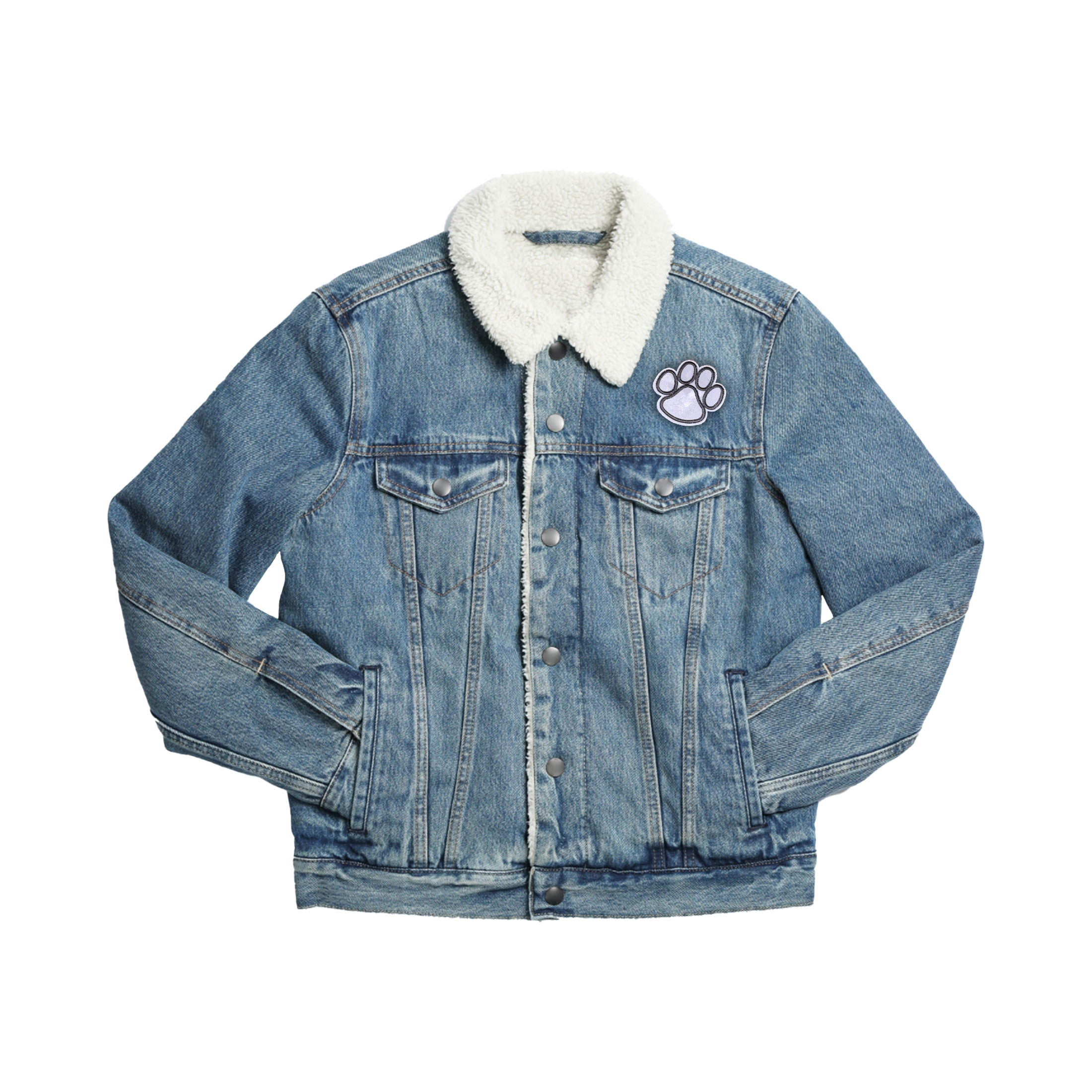 LA VOGUE Reflective Paw Embroidered Iron‑On Patch, 1 Piece — ~11.43 × 8.89 cm (4.5 × 3.5 in)