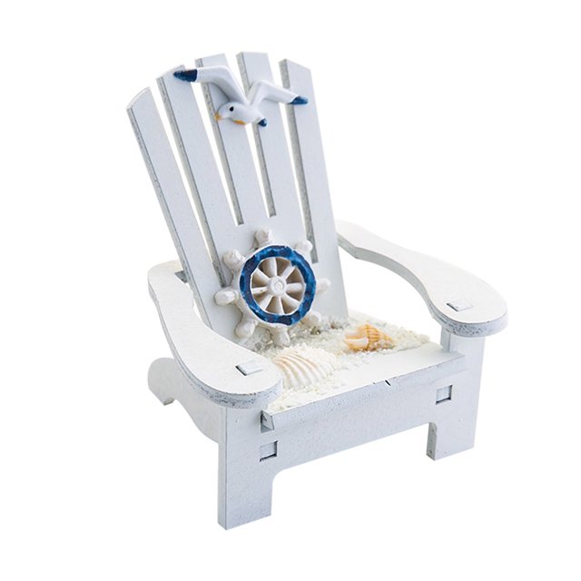 Adorno de silla de playa de madera Estilo de la orilla del mar Mini silla de madera hecha a mano Decoración Decoración del hogar, Timón Kearding HA8878-04B