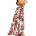 thumbnail image 1 of Women's Palazzo Wide Leg Pants High Waist Floral Print Tie Up Boho Hippie Trousers Beachwear, 1 of 6