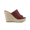 thumbnail image 3 of BLISSFUL STEP Women's Shoes Wedge Heel Open Toe Espadrille Platform Mules Burgundy 7, 3 of 7