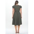 thumbnail image 3 of Olive 1x-2x Plus Size Women's Short Puff Sleeve Midi Solid Cocktail Flare Tea Party, Formal and Casual Dresses, 3 of 5