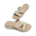 thumbnail image 5 of longantii Flat Sandals for Women Breathable Mesh Sports Athletic Casual Slippers Sandals Lightweight Non Slip With Arch Support Beige, 5 of 5