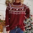thumbnail image 5 of Conairie Oversized Sweaters for Women Fair Isle Crew Neck Striped Sweater Comfortable Fall Winter Long Sleeve Pullovers Top Multicolor Red, 5 of 8