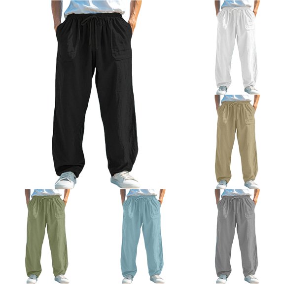 Men's Casual Pants Comfortable Stretch Relaxed Fit Breathable Lightweight Soft Trousers for Everyday Wear Band 13 Outdoor Foam Crease Pants Trousers for Men Mens Scrub Pants with Pockets Boy