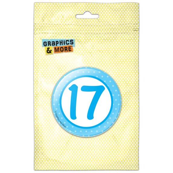 Birthday Blue Dots 17 Refrigerator Button Magnet