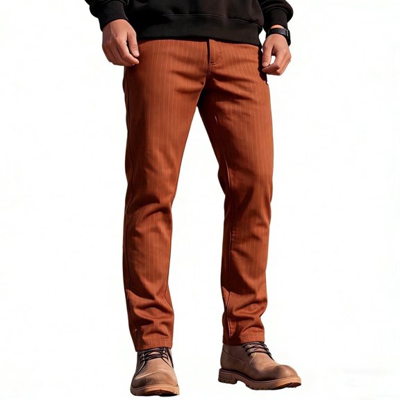 GINGTTO Men's Casual Stretch Slim Chinos - Versatile Terracotta Orange Trousers for Everyday Wear