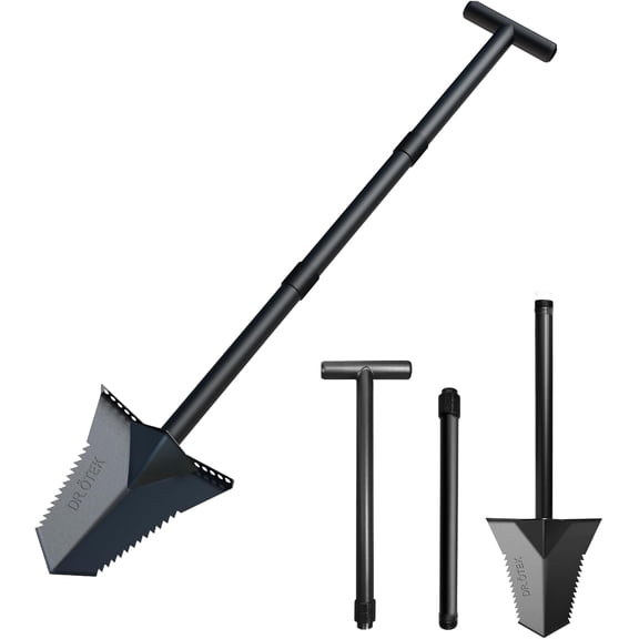 Spade Shovel, Heavy Duty Digging Tool T Handle, Serrated Blade, Root Cutter with Long Short Handle, Garden Spade for Metal Detecting, Transplanting, Trenching, 31 & 45 Inches, 4.5 Pounds